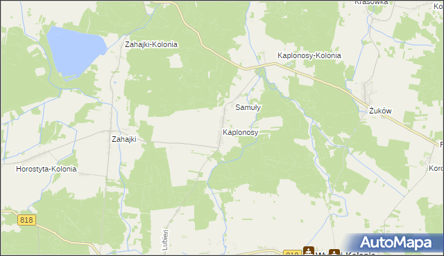 mapa Kaplonosy, Kaplonosy na mapie Targeo