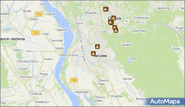 mapa Karczew powiat otwocki, Karczew powiat otwocki na mapie Targeo