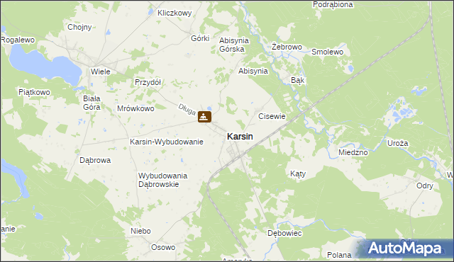mapa Karsin powiat kościerski, Karsin powiat kościerski na mapie Targeo
