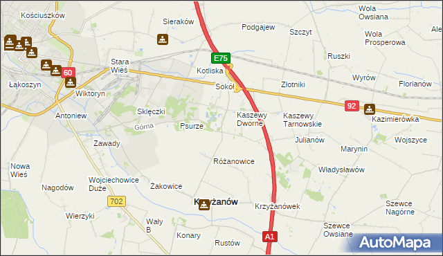 mapa Kaszewy-Spójnia, Kaszewy-Spójnia na mapie Targeo