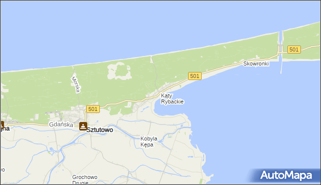 mapa Kąty Rybackie, Kąty Rybackie na mapie Targeo