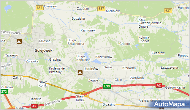 mapa Kazimierów gmina Halinów, Kazimierów gmina Halinów na mapie Targeo