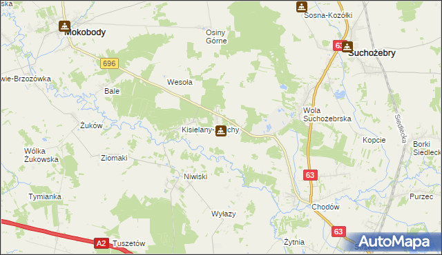 mapa Kisielany-Kuce, Kisielany-Kuce na mapie Targeo