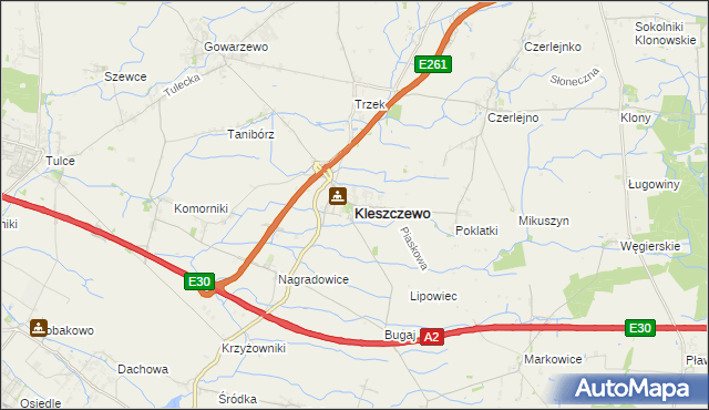 mapa Kleszczewo powiat poznański, Kleszczewo powiat poznański na mapie Targeo