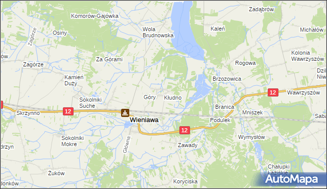 mapa Kłudno gmina Wieniawa, Kłudno gmina Wieniawa na mapie Targeo