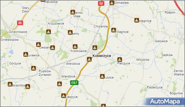 mapa Kobierzyce, Kobierzyce na mapie Targeo