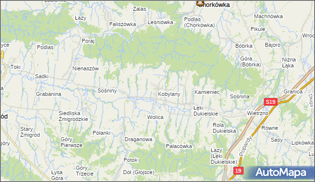 mapa Kobylany gmina Chorkówka, Kobylany gmina Chorkówka na mapie Targeo