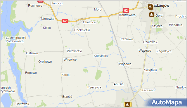 mapa Kobylnica gmina Kruszwica, Kobylnica gmina Kruszwica na mapie Targeo