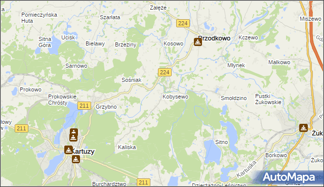 mapa Kobysewo, Kobysewo na mapie Targeo