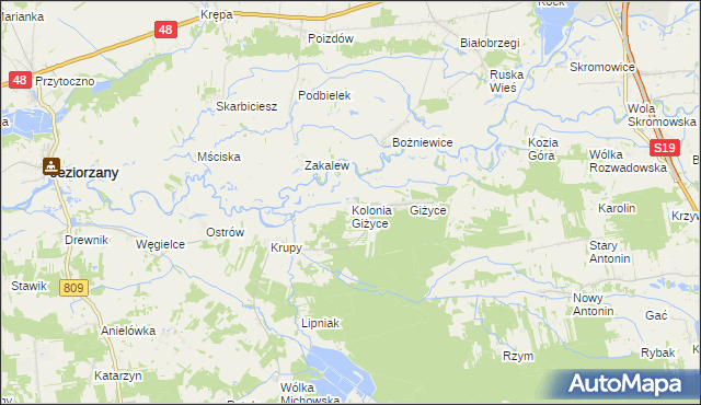 mapa Kolonia Giżyce, Kolonia Giżyce na mapie Targeo