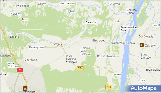 mapa Kolonia Wola Solecka, Kolonia Wola Solecka na mapie Targeo