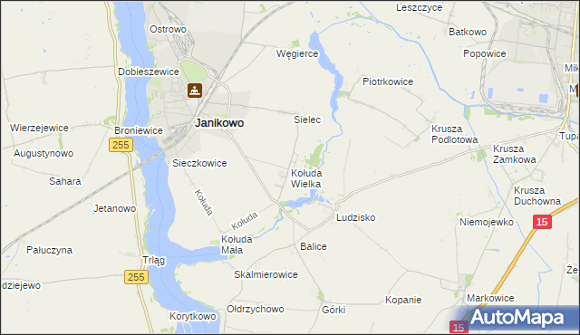 mapa Kołuda Wielka, Kołuda Wielka na mapie Targeo