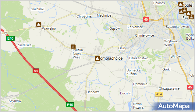 mapa Komprachcice, Komprachcice na mapie Targeo
