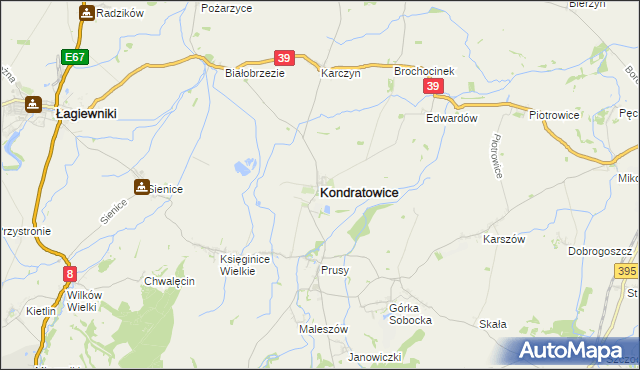 mapa Kondratowice, Kondratowice na mapie Targeo