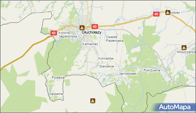 mapa Konradów gmina Głuchołazy, Konradów gmina Głuchołazy na mapie Targeo