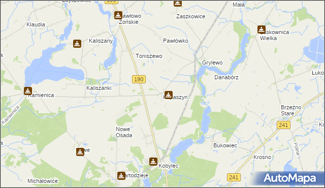 mapa Kopaszyn gmina Wągrowiec, Kopaszyn gmina Wągrowiec na mapie Targeo