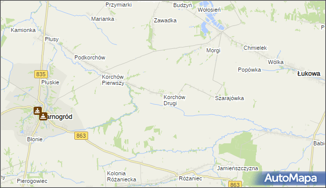 mapa Korchów Drugi, Korchów Drugi na mapie Targeo