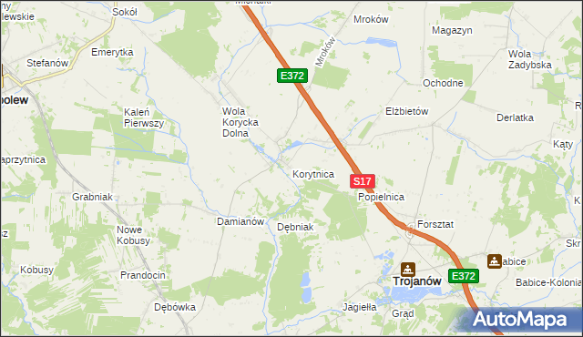 mapa Korytnica gmina Trojanów, Korytnica gmina Trojanów na mapie Targeo