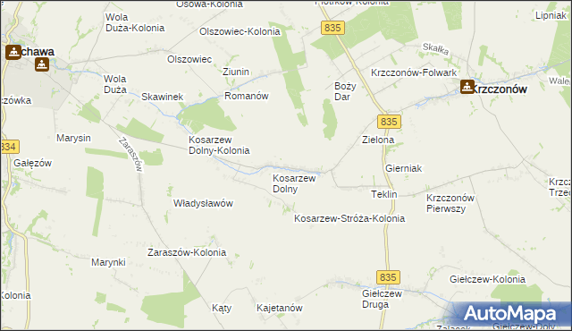 mapa Kosarzew Górny, Kosarzew Górny na mapie Targeo