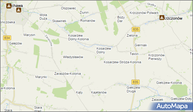 mapa Kosarzew-Stróża, Kosarzew-Stróża na mapie Targeo