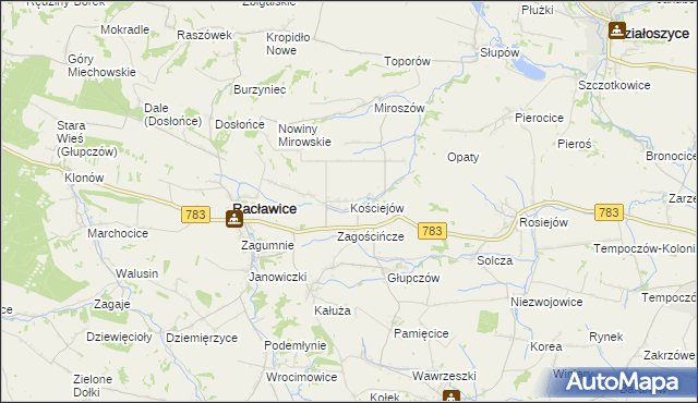 mapa Kościejów, Kościejów na mapie Targeo