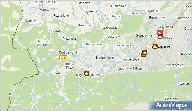 mapa Kościelisko, Kościelisko na mapie Targeo