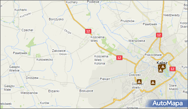 mapa Kościelna Wieś Kolonia, Kościelna Wieś Kolonia na mapie Targeo