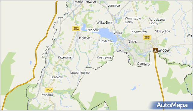 mapa Kostrzyna gmina Zgorzelec, Kostrzyna gmina Zgorzelec na mapie Targeo