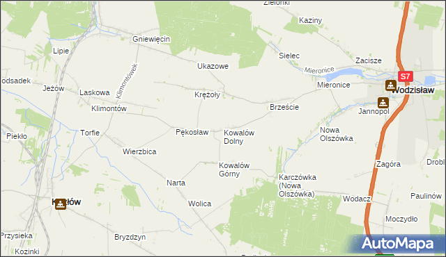 mapa Kowalów Dolny, Kowalów Dolny na mapie Targeo