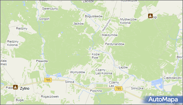mapa Kozie Pole, Kozie Pole na mapie Targeo