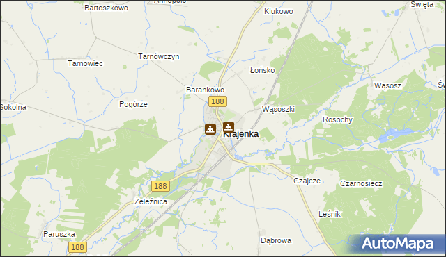 mapa Krajenka, Krajenka na mapie Targeo