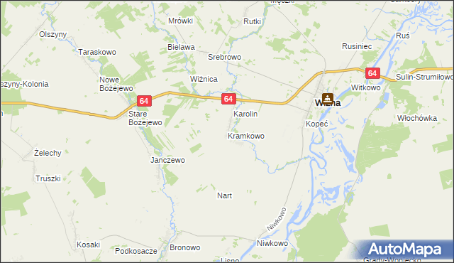 mapa Kramkowo, Kramkowo na mapie Targeo