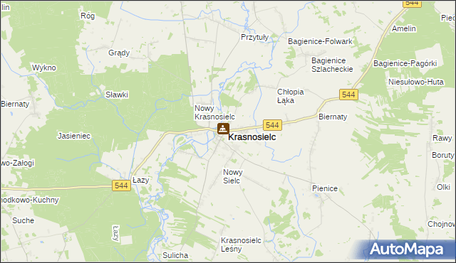 mapa Krasnosielc, Krasnosielc na mapie Targeo