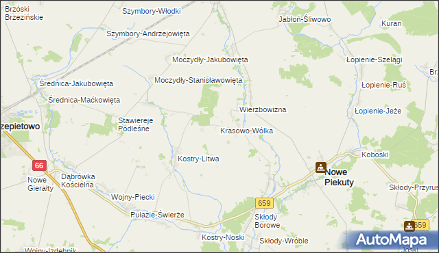 mapa Krasowo-Wólka, Krasowo-Wólka na mapie Targeo