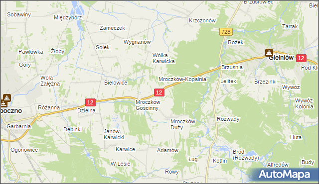 mapa Kraszków gmina Opoczno, Kraszków gmina Opoczno na mapie Targeo