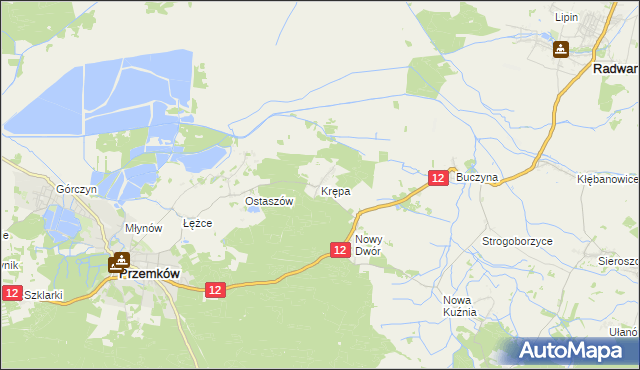 mapa Krępa gmina Przemków, Krępa gmina Przemków na mapie Targeo