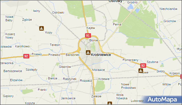 mapa Krośniewice, Krośniewice na mapie Targeo