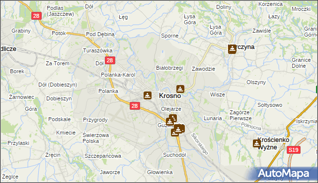 mapa Krosna, Krosno na mapie Targeo