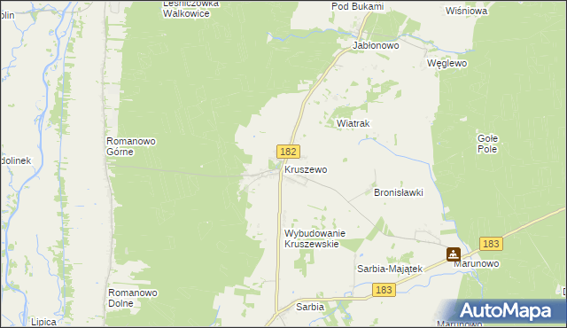 mapa Kruszewo gmina Ujście, Kruszewo gmina Ujście na mapie Targeo