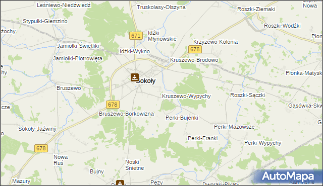 mapa Kruszewo-Wypychy, Kruszewo-Wypychy na mapie Targeo