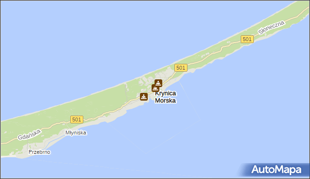 mapa Krynica Morska, Krynica Morska na mapie Targeo