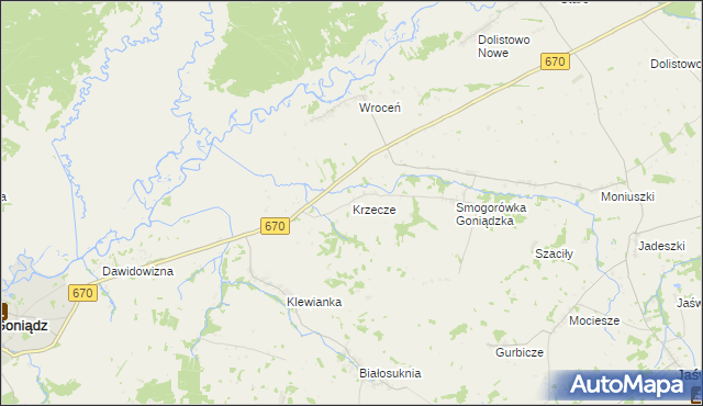 mapa Krzecze, Krzecze na mapie Targeo