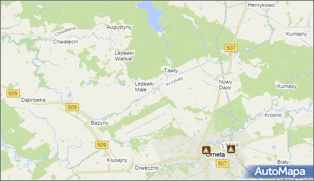 mapa Krzykały, Krzykały na mapie Targeo