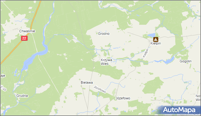 mapa Krzywa Wieś, Krzywa Wieś na mapie Targeo
