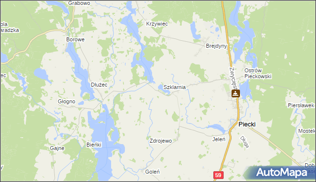 mapa Krzywy Róg gmina Piecki, Krzywy Róg gmina Piecki na mapie Targeo
