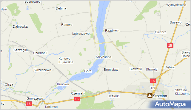 mapa Krzyżanna, Krzyżanna na mapie Targeo