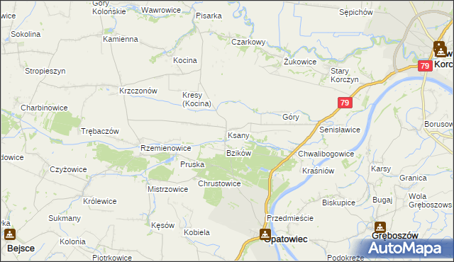 mapa Ksany, Ksany na mapie Targeo