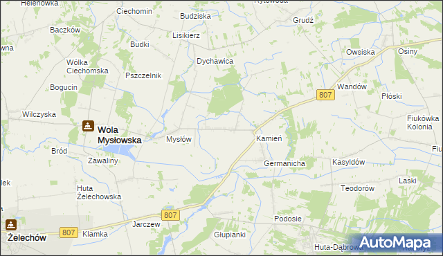 mapa Ksawerynów gmina Wola Mysłowska, Ksawerynów gmina Wola Mysłowska na mapie Targeo