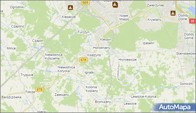mapa Księżyno-Kolonia, Księżyno-Kolonia na mapie Targeo