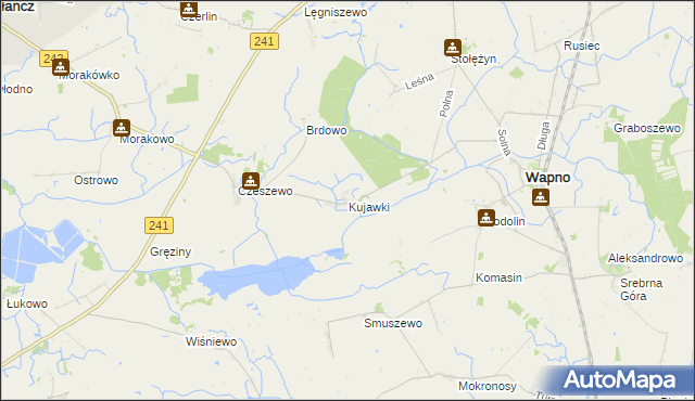 mapa Kujawki gmina Gołańcz, Kujawki gmina Gołańcz na mapie Targeo